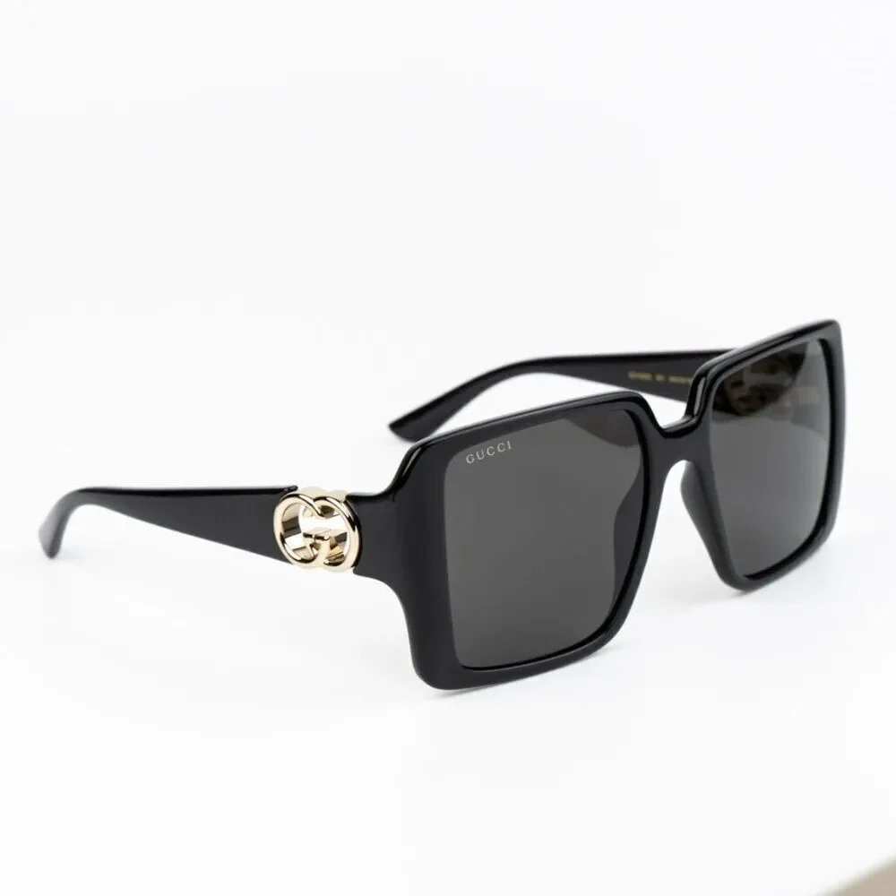 NEW Gucci GG1692S 001 Black Grey Square Women Sunglasses